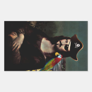 Mona Lisa Pirate mit Mustache Rechteckiger Aufkleber