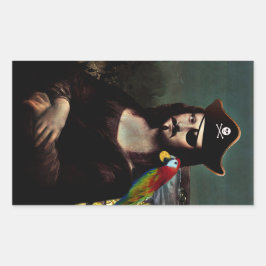 Mona Lisa Pirate mit Mustache Rechteckiger Aufkleber