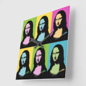 Mona Lisa - Pop Art Style  Quadratische Wanduhr (Winkel)