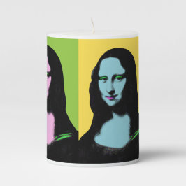 Mona Lisa - Pop Art Style Stumpenkerze