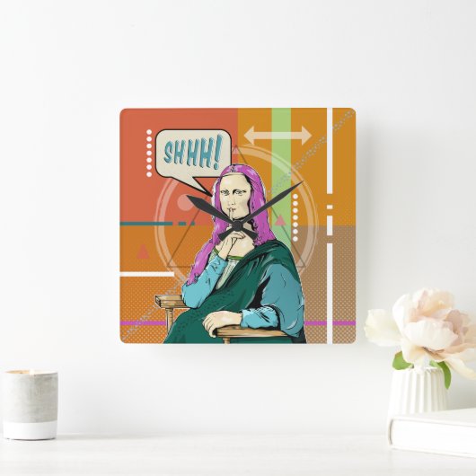Mona Lisa Popart Quadratische Wanduhr (Zuhause)