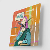 Mona Lisa Popart Quadratische Wanduhr (Winkel)