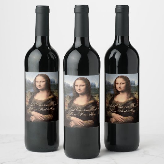 Mona Lisa Portrait Fancy Custom Text Weinetikett (Flaschen)