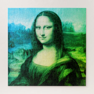 Mona Lisa Portrait  Grünblau Puzzle