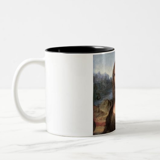 Mona Lisa Porträt/Malerei Zweifarbige Tasse (Links)