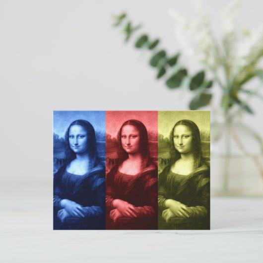 Mona Lisa Primärfarben Postkarte (Stehend Vorderseite)