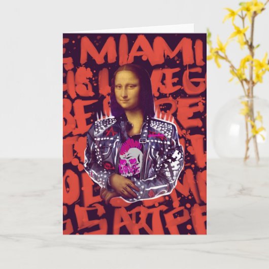 Mona Lisa Punk Art Karte (Gelbe Blume)