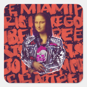 Mona Lisa Punk Art Quadratischer Aufkleber