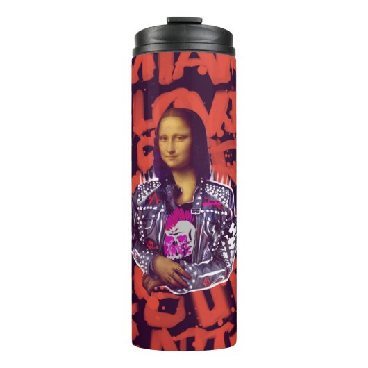 Mona Lisa Punk Art Thermosbecher (Vorderseite)