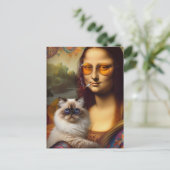 Mona Lisa Rauchen und ihre Himalayakkatze Postkarte (Stehend Vorderseite)
