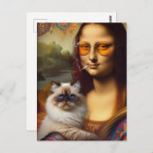 Mona Lisa Rauchen und ihre Himalayakkatze Postkarte (Vorne/Hinten)