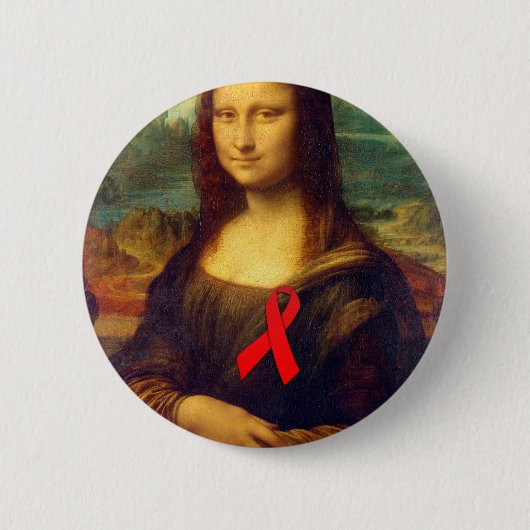 Mona Lisa Red Ribbon Button (Vorderseite)
