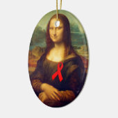 Mona Lisa Red Ribbon Keramikornament (Links)