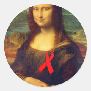 Mona Lisa Red Ribbon Runder Aufkleber