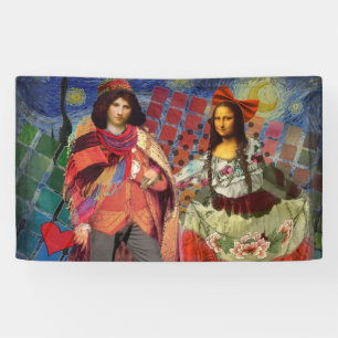 Mona Lisa Romantic Funny Colorful Arte work Banner