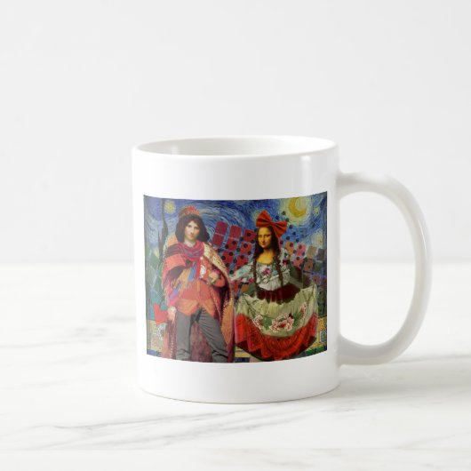 Mona Lisa Romantic Funny Colorful Arte work Kaffeetasse (Rechts)