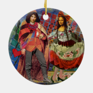 Mona Lisa Romantic Funny Colorful Arte work Keramikornament