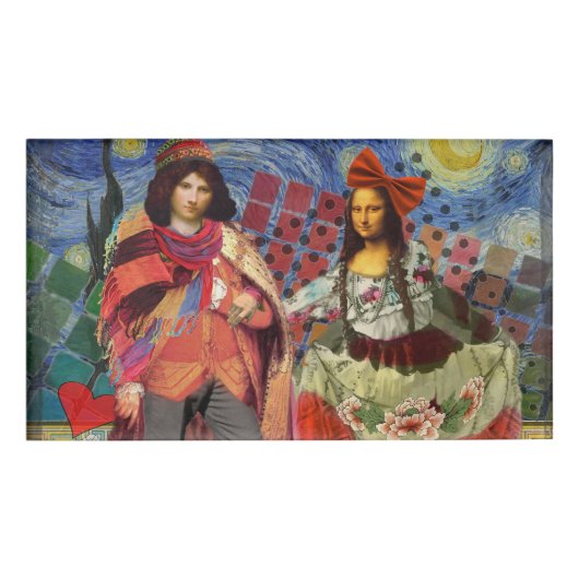 Mona Lisa Romantic Funny Colorful Arte work Namenschild (Vorderseite)