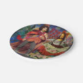 Mona Lisa Romantic Funny Colorful Arte work Pappteller (Schrägansicht)