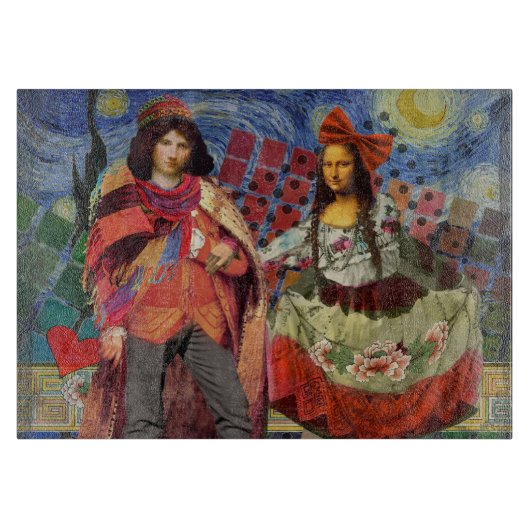 Mona Lisa Romantic Funny Colorful Arte work Schneidebrett (Vorderseite)