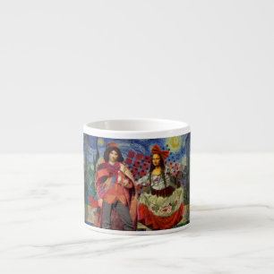 Mona Lisa Romantische Lustige Farbige Kunst Espressotasse
