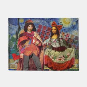 Mona Lisa Romantische Lustige Farbige Kunst Fußmatte