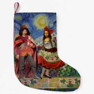 Mona Lisa Romantische Lustige Farbige Kunst Kleiner Weihnachtsstrumpf