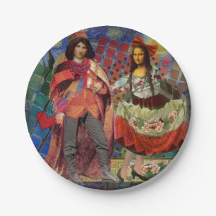 Mona Lisa Romantische Lustige Farbige Kunst Pappteller