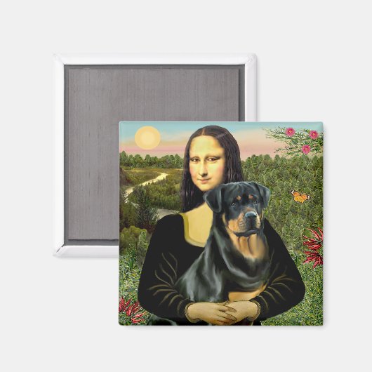 Mona Lisa - Rottweiler (#3) Magnet (Vorderseite/Rückseite)