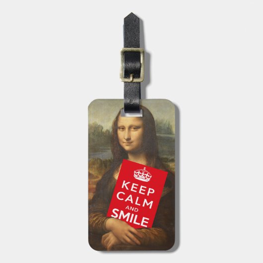 Mona Lisa sagt, Behalten Ruhe und Lächeln Gepäckanhänger (Vorderseite vertikal)