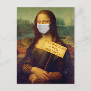 Mona Lisa sagt: Bitte tragen Sie eine Maske Postkarte