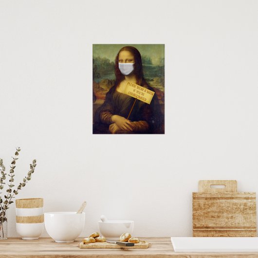 Mona Lisa sagt: Trage bitte eine Maske Poster (Küche)