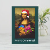 Mona Lisa Santa Claus Einladung (Stehend Vorderseite)