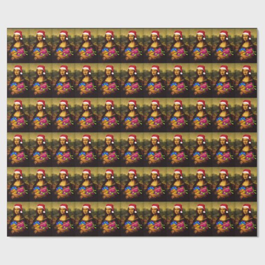 Mona Lisa Santa Claus Geschenkpapier (Flach)