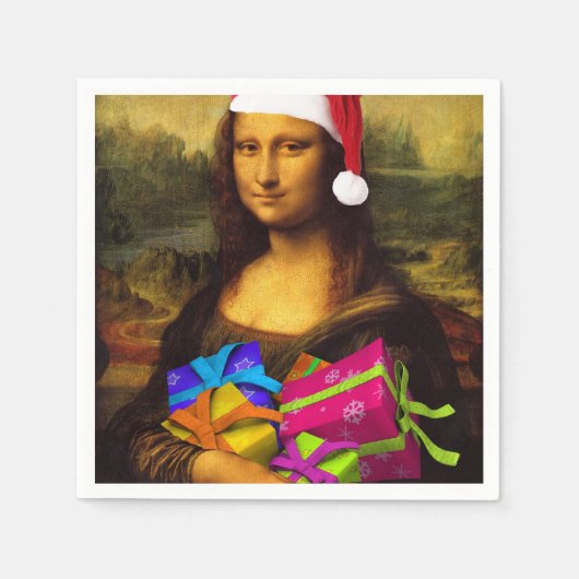 Mona Lisa Santa Claus Serviette (Vorderseite)