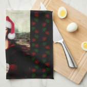 Mona Lisa Santa Hat Christmas Geschirrtuch (Viertel Falte)