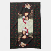 Mona Lisa Santa Hat Christmas Geschirrtuch (Vertikal)