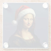 Mona Lisa Santa Hat Christmas Holiday Cut Out Glasuntersetzer (Rückseite)
