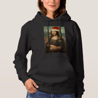 Mona Lisa Santa Hat Funny Christmas Art For Men Hoodie