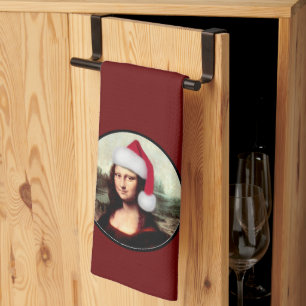 Mona Lisa Santa Hut Weihnachten Geschirrtuch