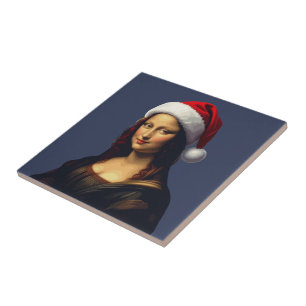 Mona Lisa Santa Hut Weihnachtsfeiertag Ausschneidu Fliese