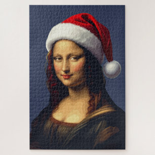 Mona Lisa Santa Hut Weihnachtsfeiertag Ausschnitt Puzzle