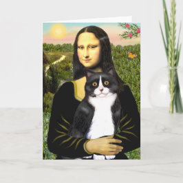 Mona Lisa - Schwarz-Weiß-Katze Karte