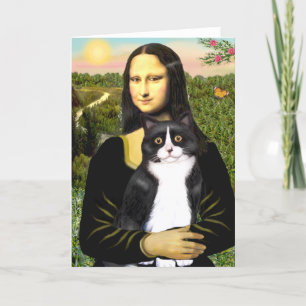 Mona Lisa - Schwarz-Weiß-Katze Karte