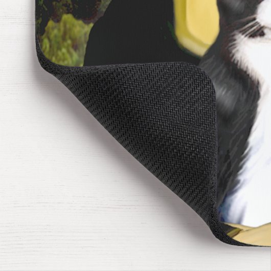Mona Lisa - Schwarz-Weiß-Katze Mousepad (Ecke)
