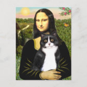 Mona Lisa - Schwarz-Weiß-Katze Postkarte (Vorderseite)