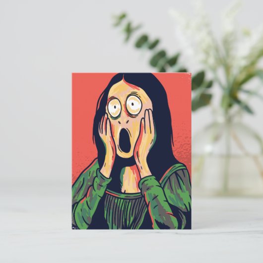 Mona Lisa Scream Postkarte (Stehend Vorderseite)