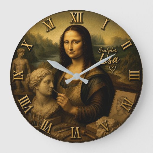 Mona Lisa Sculptor Große Wanduhr (Vorderseite)