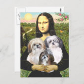 Mona Lisa - Shih Tzus (drei) Postkarte (Vorne/Hinten)