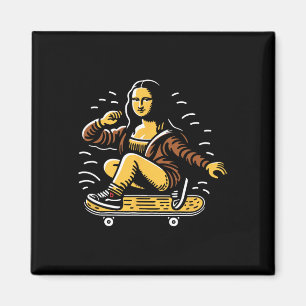 Mona-lisa Skateboarding - Lustige Mona-lisa Skate  Magnet